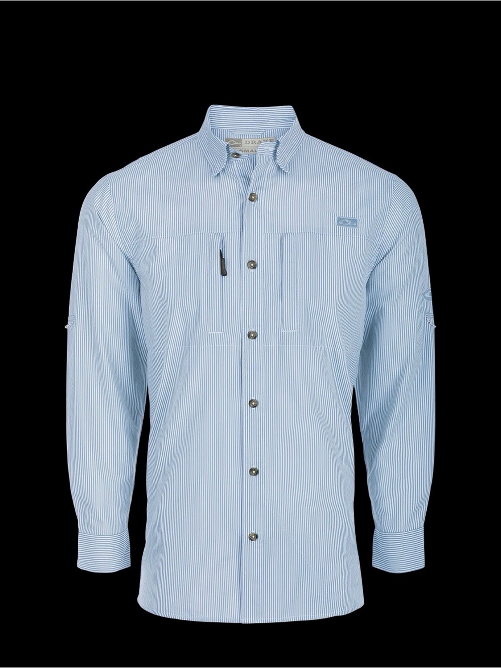 Drake Waterfowl Men's Seersucker Striped Long Sleeve Fishing Shirt.
